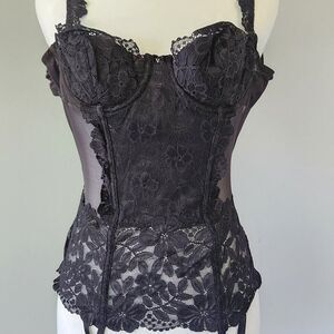 Victoria's Secret Bustier Corset Garter Black Lace Size 32B